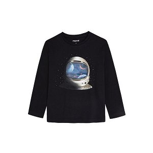 MAYORAL chlapecké tričko DR kosmonaut černá - 110 cm