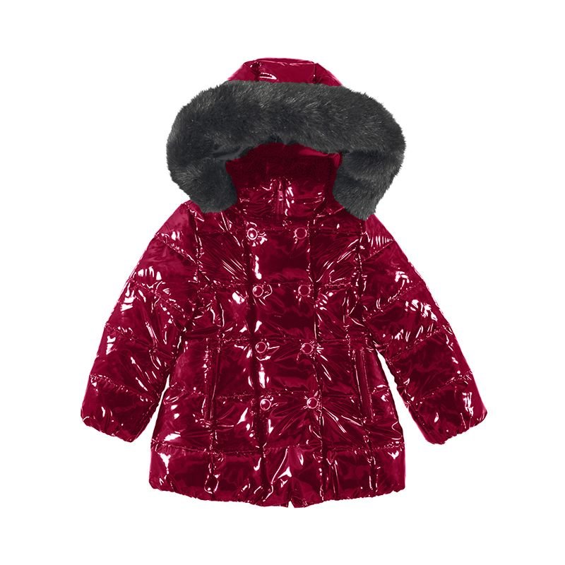 MAYORAL dívčí zimní lesklá bunda červená - 116 cm