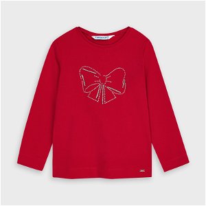 MAYORAL dívčí tričko aplikace mašle červená - 110 cm
