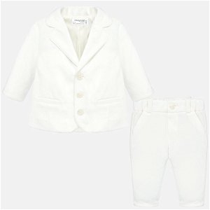 MAYORAL chlapecký set sako, kalhoty fleece bílá - 60 cm