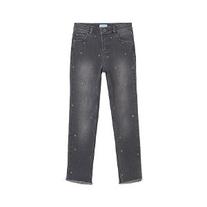 MAYORAL dívčí kalhoty denim hvězdy (Slim fit, High waist) šedá - 140 cm