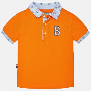 MAYORAL chlapecké tričko s krátkým rukávem a límečkem - oranžové - 86 cm