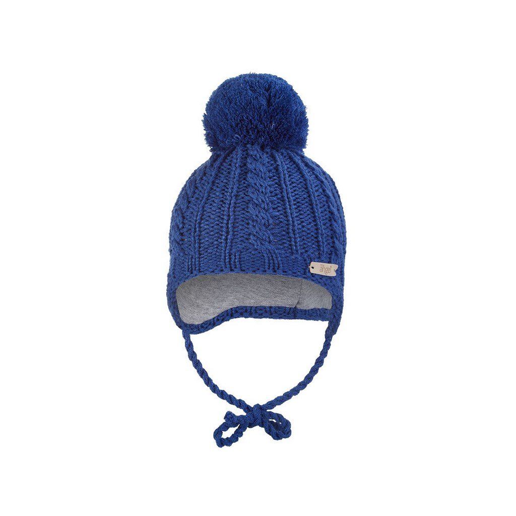 LITTLE ANGEL Čepice pletená zavazovací copánky Outlast ® - tm.modrá vel. 5 | 49-53 cm