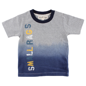 SMALL RAGS chlapecké tričko KR nápis šedá, modrá - 116 cm