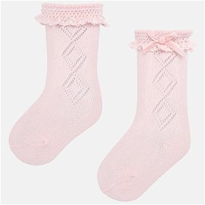 MAYORAL dívčí vyšívané ponožky růžové - EU21 - 18 měs.