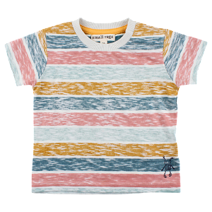 SMALL RAGS chlapecké tričko KR barevné pruhy béžová - 116 cm