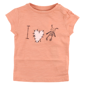 SMALL RAGS dívčí tričko s krátkým rukávem a potiskem - oranžové - 86 cm