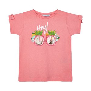 MAYORAL dívčí tričko KR tropické brýle, růžové - 128 cm