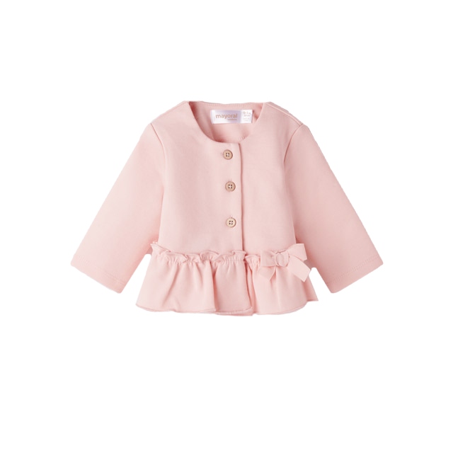 MAYORAL dívčí kabátek s volánky růžový - 70 cm