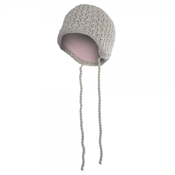 Čepice pletená zavazovací drobný vzor Outlast® velikost 1, 36-38 cm, barva béžová