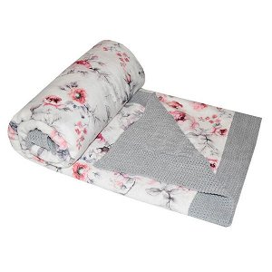 EKO deka z pleteniny se vzorem - roses/pink