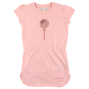 SMALL RAGS dívčí šaty lesklá aplikace květina růžová - 110 cm