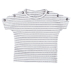 FIXONI dětské tričko KR pruhy GOTS béžová, černá - 86 cm