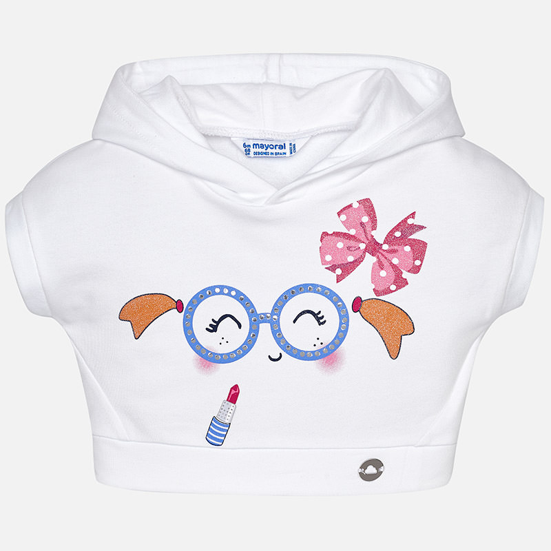 MAYORAL dívčí krátké tričko s kapucí - bílé - 80 cm