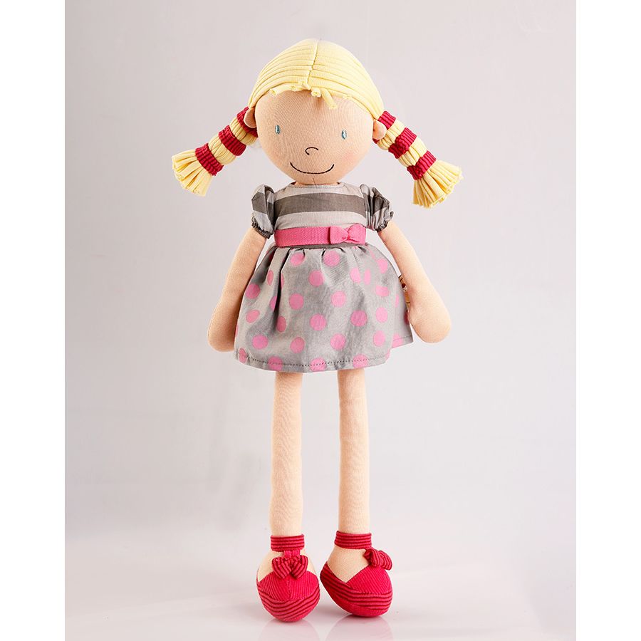 BONIKKA latková panenka 46 cm - Ann puntíkaté šaty blond vlasy