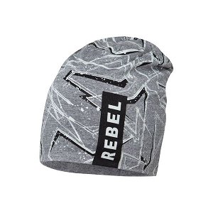 BROEL chlapecká čepice šedá Karol nápis rebel bílá - 53 cm
