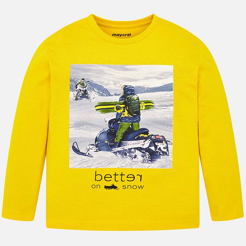 MAYORAL chlapecké triko dl. rukáv better on snow žluté - 116 cm