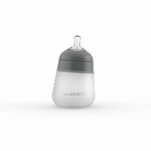 NANOBÉBÉ Silikonová dětská láhev Flexy 270 ml šedá