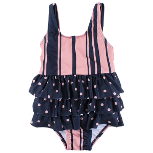 SMALL RAGS dívčí celotělové plavky růžová, tmavě modrá - 122/128 cm
