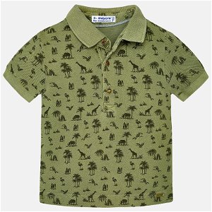 MAYORAL chlapecké tričko s límečkem a knoflíčky - zelené - 80 cm