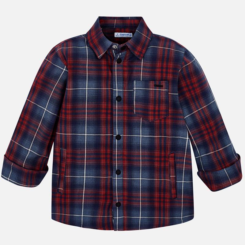MAYORAL chlapecká košile vyteplená kostka, modro/červená - 116 cm