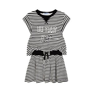 MAYORAL dívčí pruhované šaty KR, bílá/černá - 134 cm