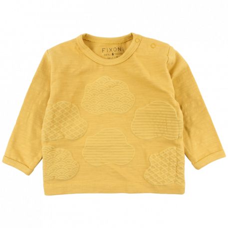 FIXONI dětské tričko s dlouhým rukávem a potiskem - tmavě žlutá - 80 cm