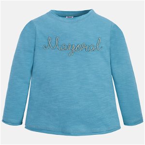 Mayoral Dívčí bavlněné tričko s dlouhým rukávem - modré - 116 cm