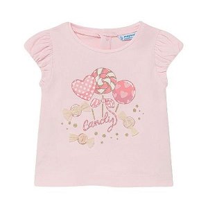 MAYORAL dívčí tričko KR s lízátky, světle růžová - 98 cm