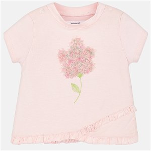 MAYORAL dívčí tričko KR s aplikací květ růžová - 80 cm