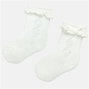 MAYORAL dívčí vyšívané ponožky bílé - EU16-17 - 3 měs.