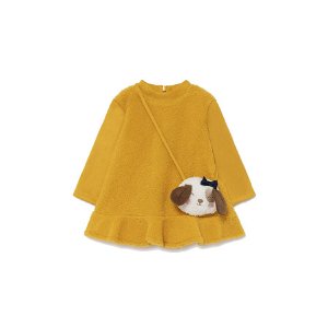 MAYORAL dívčí šaty ovečka s kabelkou hořčicová - 86 cm