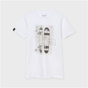 MAYORAL chlapecké tričko se skaty bílé - 128 cm