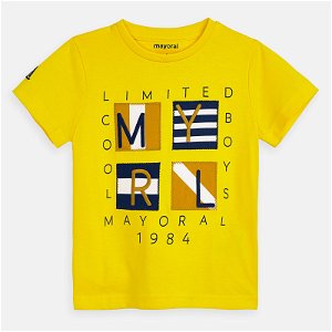 MAYORAL chlapecké triko s krátkým rukávem - žluté - 116 cm