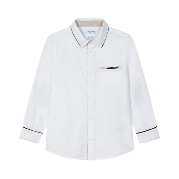 MAYORAL chlapecká košile DR bílá s modrým detailem - 110 cm