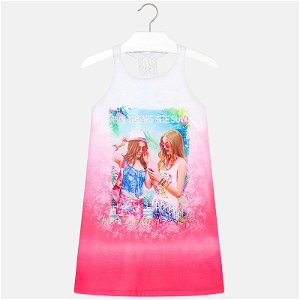 MAYORAL dívčí šaty na ramínka s potiskem - růžové - 128 cm