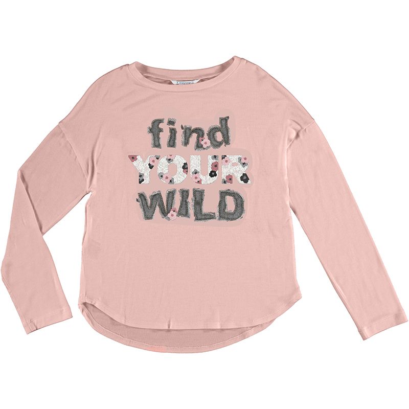 MAYORAL dívčí tričko DR aplikace Wild růžová - 152 cm