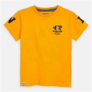 MAYORAL chlapecké triko s krátkým rukávem - oranžové s tygrem - 116 cm
