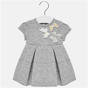 MAYORAL dívčí šaty s mašličkami šedá - 98 cm