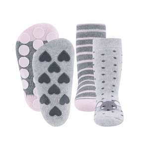 EWERS dívčí ponožky 2ks ABS myška šedá, růžová EU 23-26