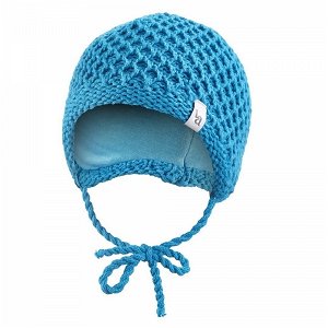 Čepice pletená zavazovací drobný vzor Outlast® velikost 2, 39-41 cm, barva modrá