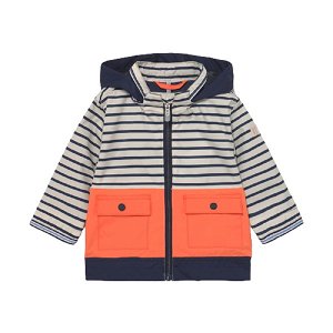 MAYORAL chlapecká jarní bunda s kapucí, modrá/bílá/oranžová - 98 cm