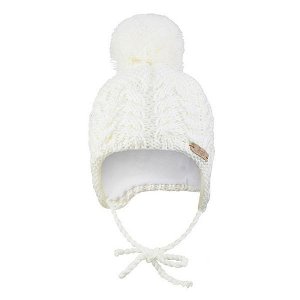 LITTLE ANGEL Čepice pletená zavazovací copánky Outlast ® - natur Vel. 5 | 49-53 cm