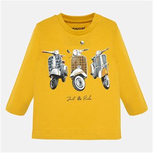 MAYORAL chlapecké triko s motorkou dl. rukáv, žluté - 86 cm