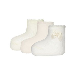 EWERS kojenecké ponožky 3ks mašlička béžová one size
