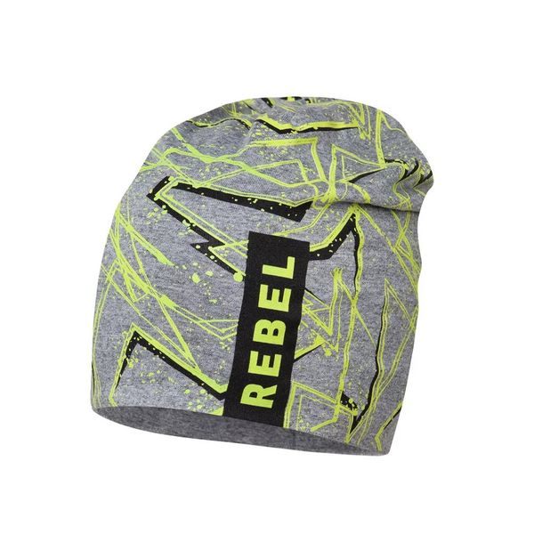 BROEL chlapecká čepice šedá Karol nápis rebel zelená - 53 cm