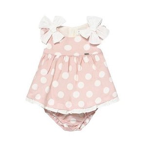 MAYORAL dívčí puntíkované šaty, růžová/bílá - 65 cm