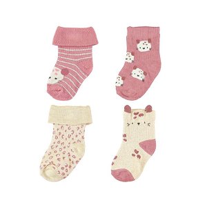 MAYORAL dívčí set ponožky 4ks béžová, červená - 62 cm - EUR 16-17