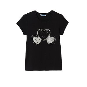 MAYORAL dívčí tričko KR srdce černá - 152 cm