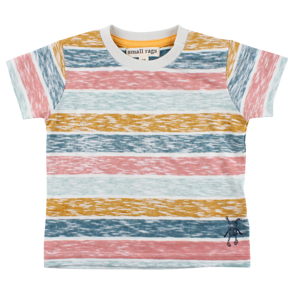 SMALL RAGS chlapecké tričko KR barevné pruhy béžová - 104 cm